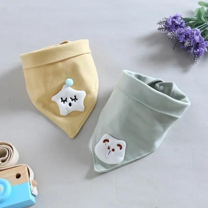 Solid Color Baby Bibs Bandana Bib Cute Cotton Burp Cloth Cartoon Crown Star Style Baby Scarf Meal Collar Burp Baby Accessories