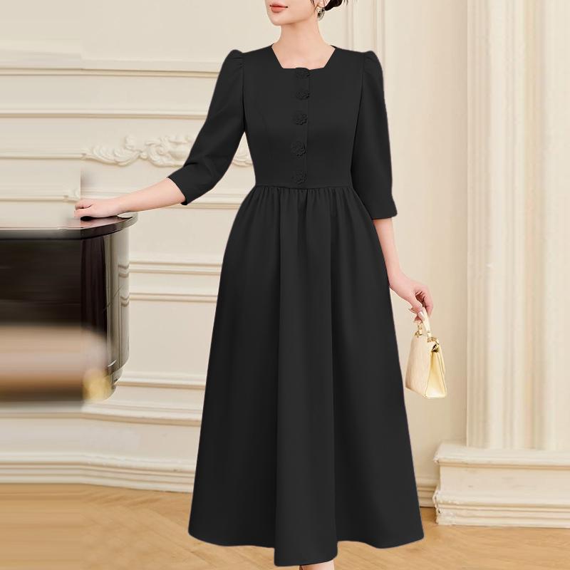 ZANZEA Women Casual Square Collar 3/4 Sleeve Long Dress