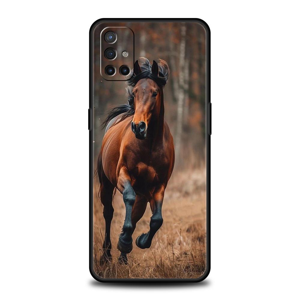 Phone Case For OnePlus 13 12 11 10 9 Pro 9T 13R 12R 10R 9R 9RT 10T 8T 8 Nord 2T CE 2 3 5G N30 Cover Black White Horses Galloping