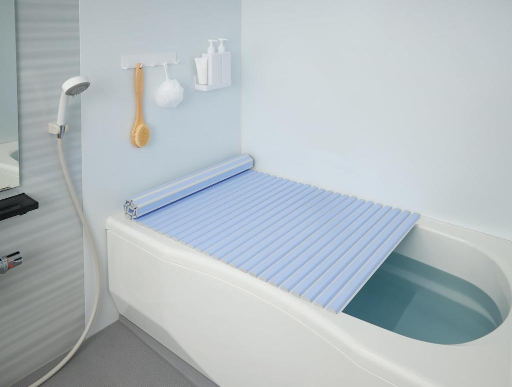 Mie Sangyo Lightweight Shutter-Style Bathtub Lid, Product Size (Approx.) 75 x 142.5 cm, Blue, Mildew-Resistant, Made in Japan