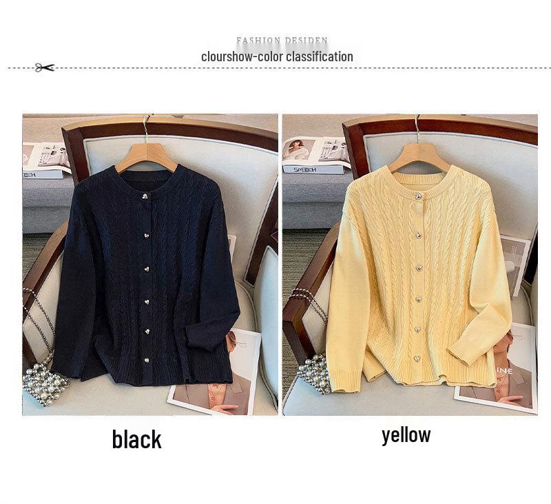 Plus Size Knit Cardigan for Women - Extra Loose Fit, Bust 150/160, Supports 200-350 Jin, Style 8030