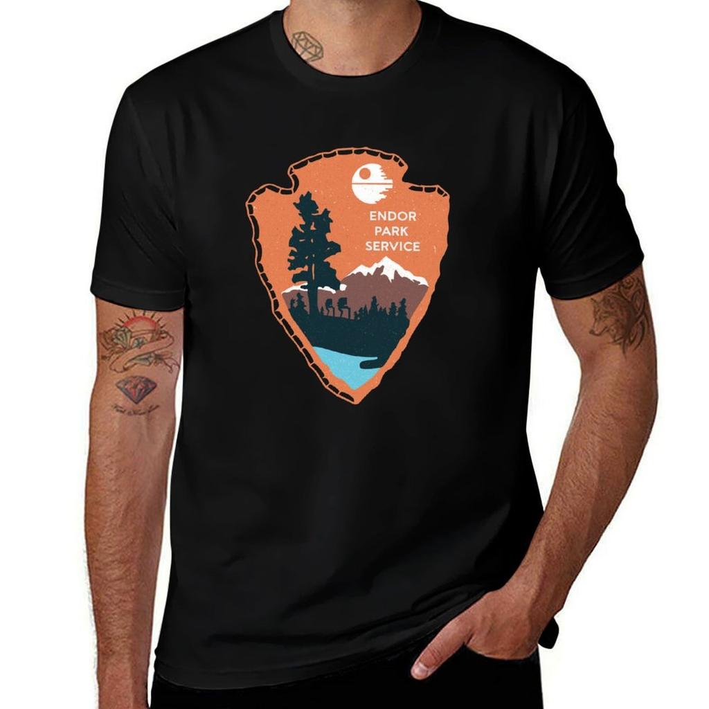 Planetary Park Badge Tshirt Casual Basic Short Sleeve Tshirt