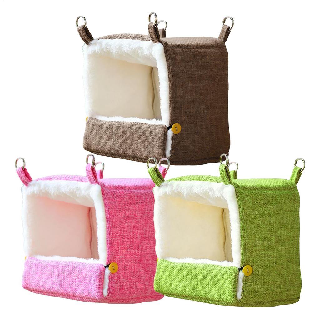 Pet Bird Parrot Cages with Heating Pad Warm Plush Hammock Hut Tent Bed Hanging Cave for Sleeping and Hatching Bird Accessories