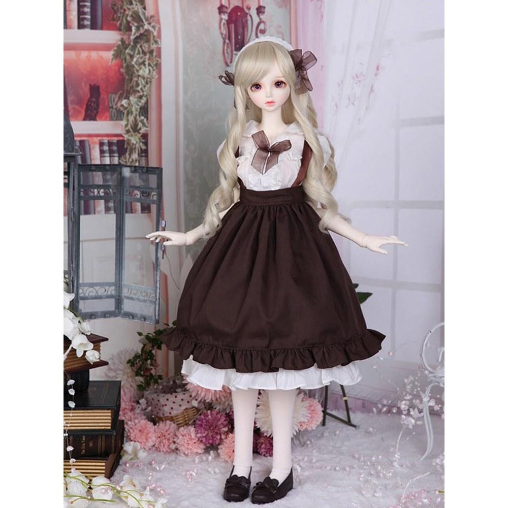 HAMRETHYPPZ BJD Doll Maid Outfit Cafe Color Long Skirt 1/4 1/6 1/3 Doll Costume Princess Skirt (Head and Body Not Included)