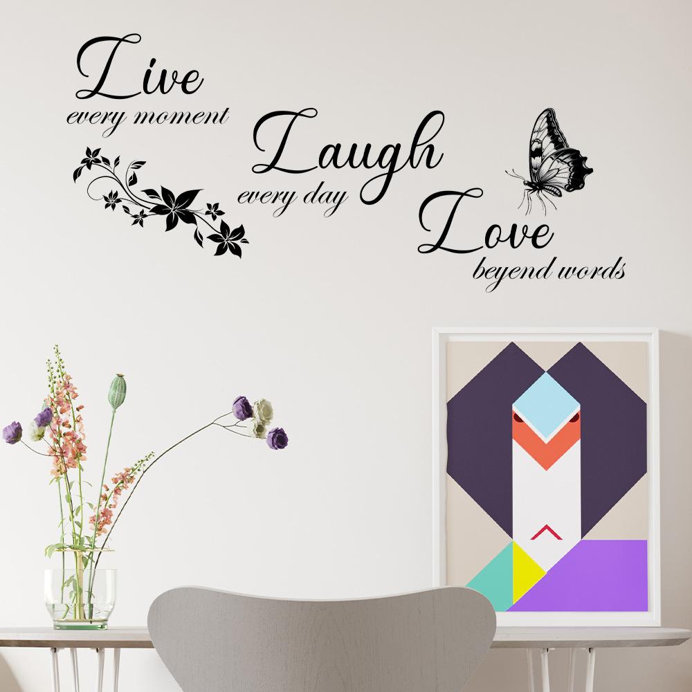 WZ9044 English Slogan LIVE LAUGH LOVE Bedroom Living Room Home Wall Decoration Wall Sticker