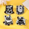 4Pcs/Set Funny Black Cats' Party Brooches - Doodle Enamel Backpack Button Pins Badges