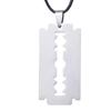 ZRM Schmuck Edelstahl Kreativer Herren Rasiermesser Anhänger Schwarze Farbe Leder Kette Halskette Großhandel