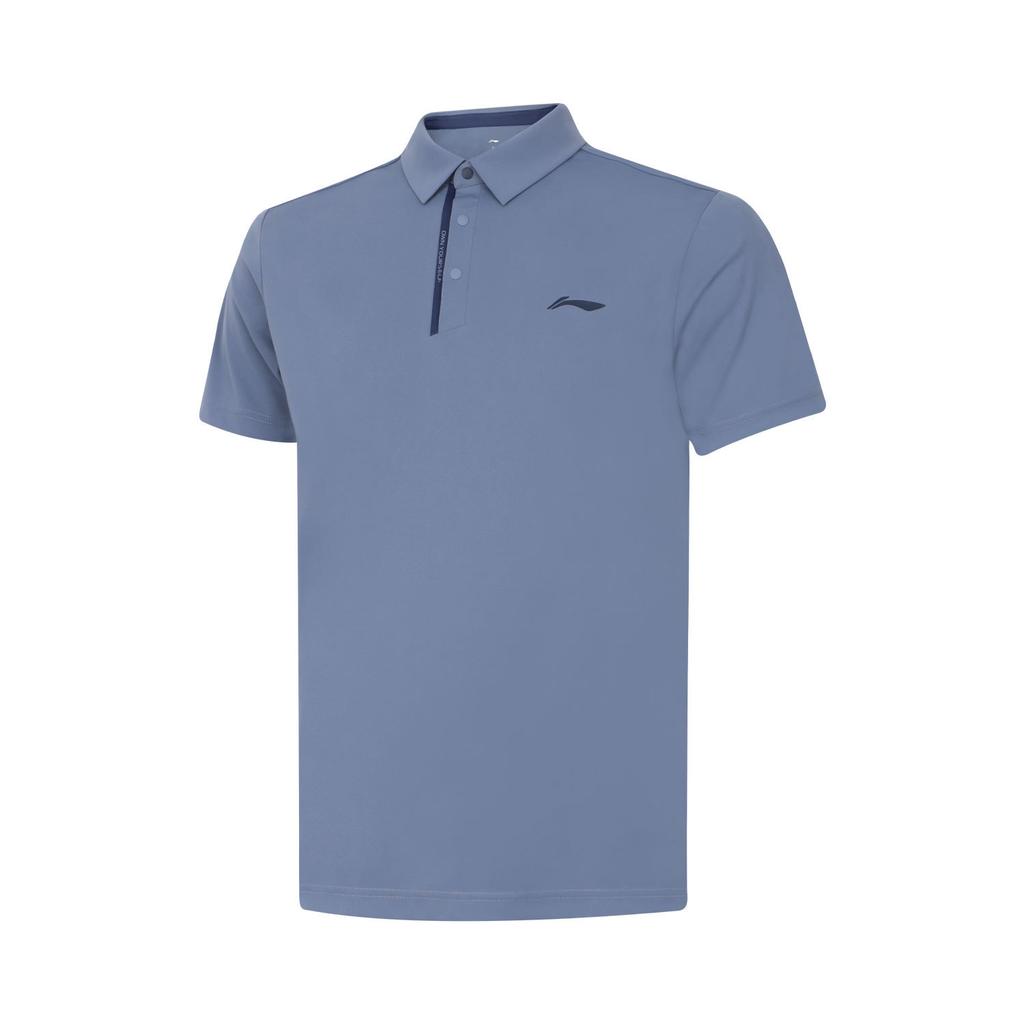 Li Ning Plain Pullover Sports Polo Shirt Men Tops Dust-Blue APLU119-3