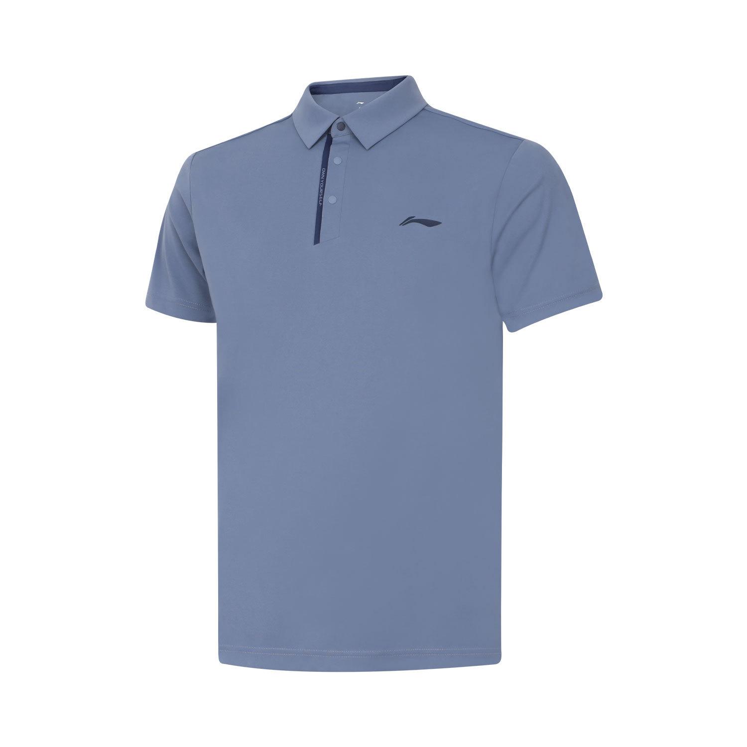 

Li Ning Plain Pullover Sports Polo Shirt Men tops Dust-Blue APLU119-3