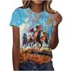 Nuova T-shirt da Uomo a Manica Corta con Stampa 3D di Cavalli da Corsa Personalità Animale Cavallo Girocollo Estiva Casual Abbigliamento Donna