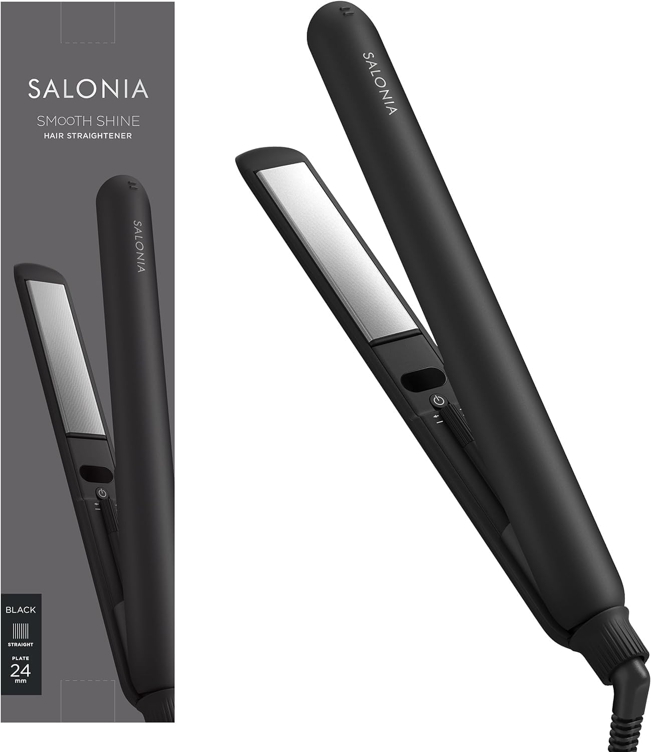 SALONIA Smooth Shine Hair Black Straightener, Iron, 24mm,