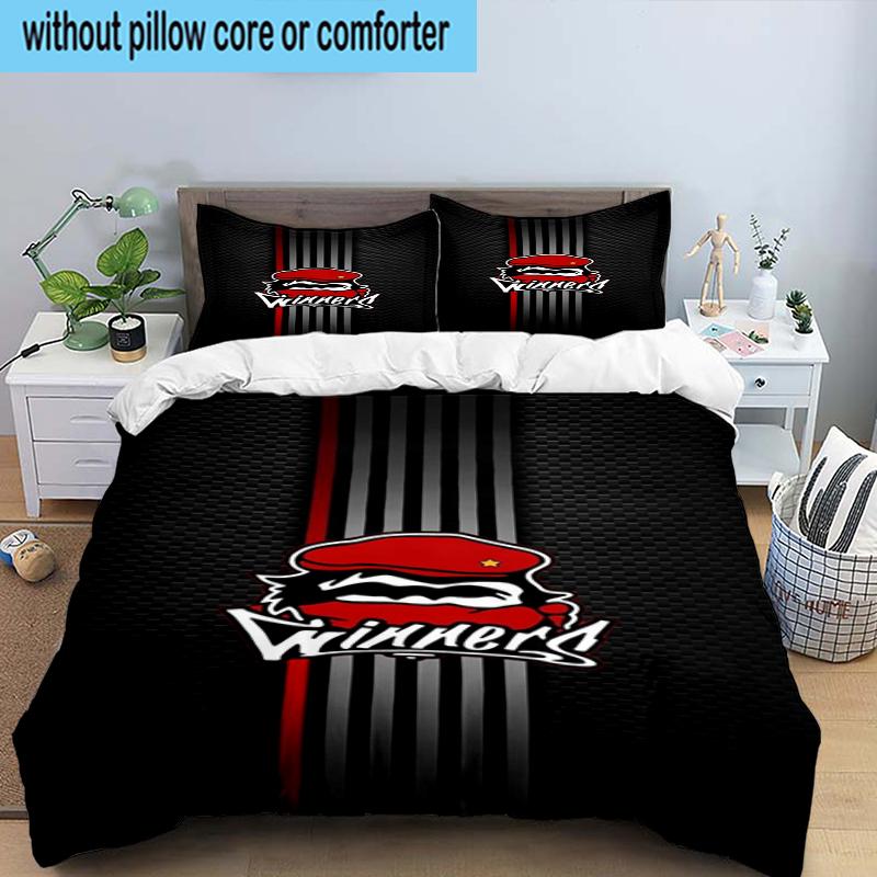 Wydad AC Artwork 3PCS Bedding Set 2D Printing (Includes 1 Duvet Cover + 2 Pillowcases Coreless), Bedroom decor,Fan gift