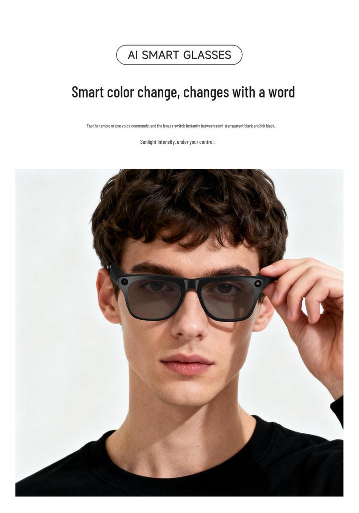 1200W Pixel KI Smart Glasses: Multifunktional Video & Fotografie, Übersetzung, Sprachsteuerung, Farbwechsel, Erkennung