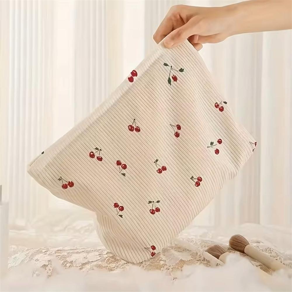 Portable Makeup Bag Autumn Women Storage Bag Corduroy Cosmetic Bag Fashion For School Everyday Use Travel