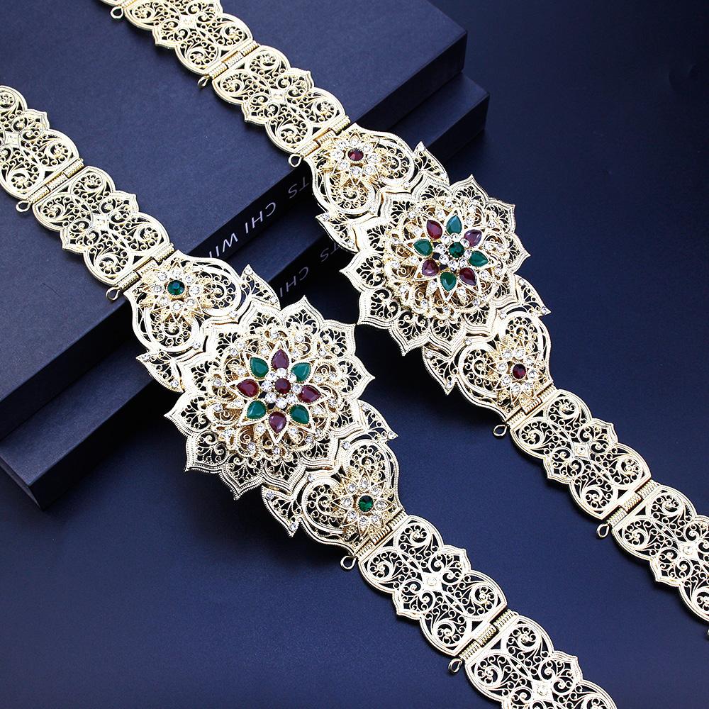 Cadena de cintura de boda de color dorado con cinturón de mujer de metal con longitud ajustable