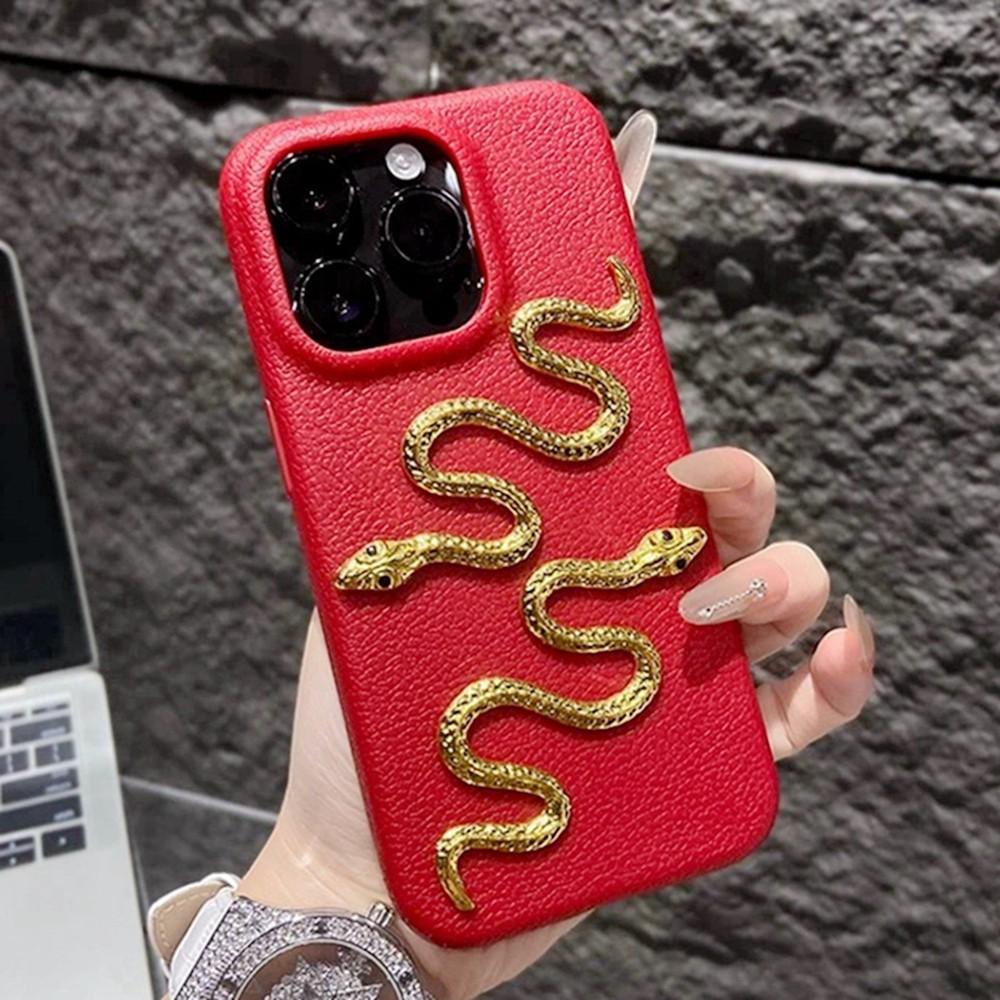 

Gold Snake Leather Case for IPhone 13 11 15 12 14 16 Pro Max 16 Plus Phone Case Soft Protector Shockproof Silicone Cover For IPhone 13Promax