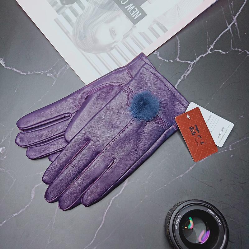 Damehansker i lammeskinn og tykke med fløyel Vinterhansker Dame Nydelig kaninpels-hanske