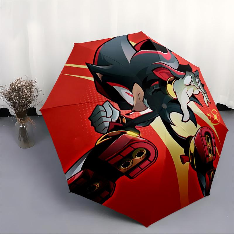 1pc Shadow the Hedgehog Automatic Folding Umbrella, Durable Plastic & Iron, Lightweight for Outdoor Daily Use 009