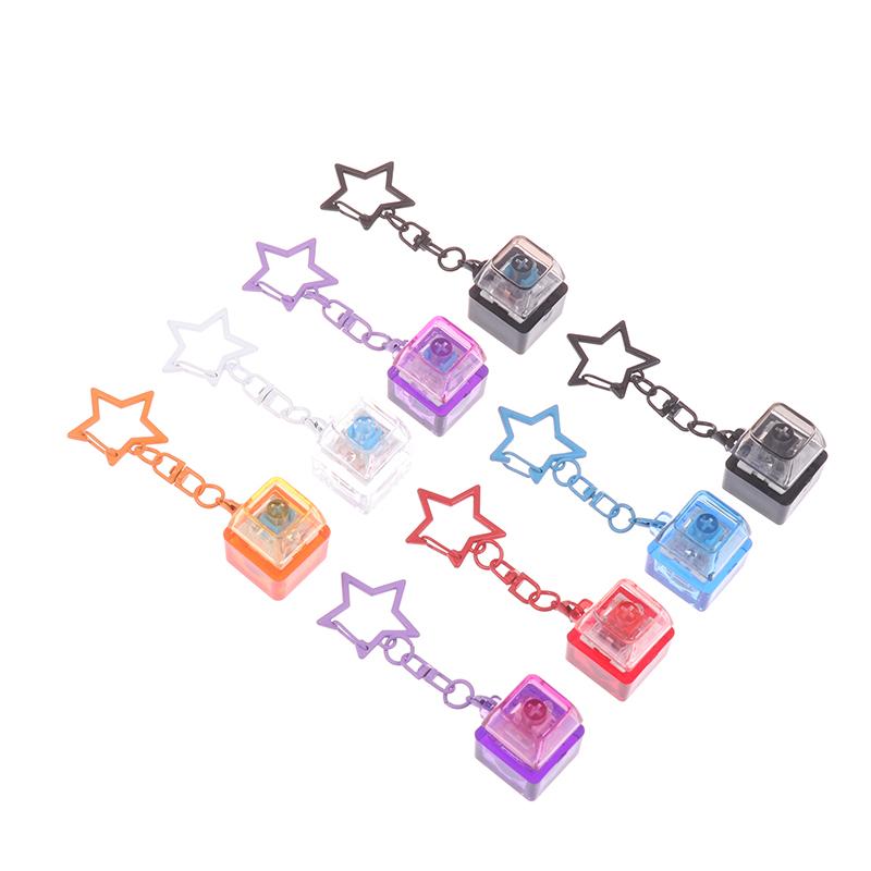 Diy Keyboard Fidget Keychain Keys Button With Led Light Clicker Toy Stress Relief Pass The Time Keycap Pinch Toy