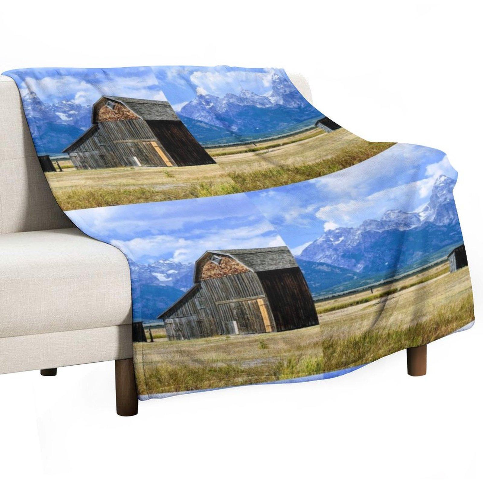 Jackson Hole Grand Tetons Mountains Barn Throw Blanket wednesday heavy to sleep anime Comforter Blankets 30x40in