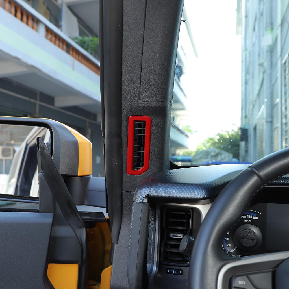 2x A-Pillar Air Vent AC Outlet Cover Trim For Ford Bronco 2021+ Red Accessories