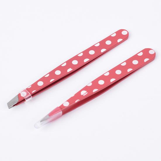 2Pcs/Set Eyebrow Tweezer Anti-Slip Rust-Proof Stainless Steel Professional Slanted Eyebrow Shaving Remover for Women