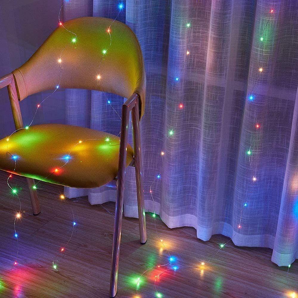 Multicolor Fairy Curtain Light (300 LED, 10 Strings, 3x3 Mtr) Indoor Outdoor Decoration for Diwali, Christmas, Patio with Remote and USB Power Supply