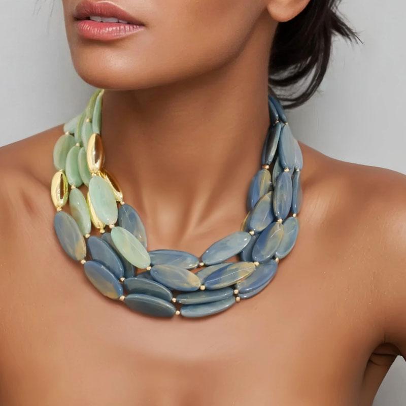 Statement Exaggerated Acrylic Beads Necklace for Women Girl Wedding Party Jewelry