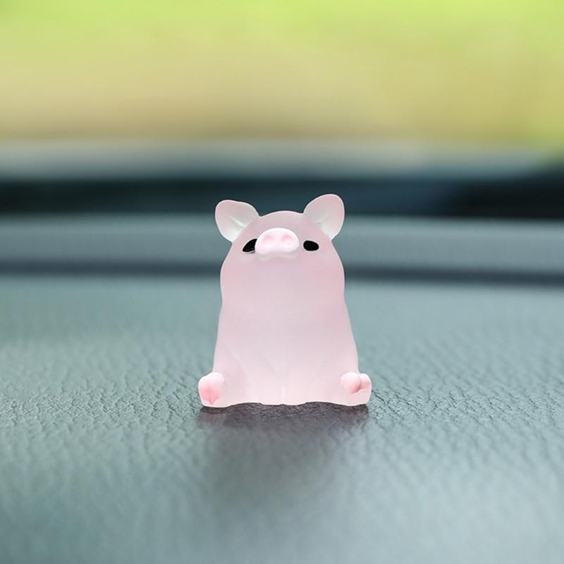 6Pcs DIY Garden Decors Cute Luminous Piggy Miniature Figurines Pig Cake Toppers