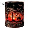 Fortykket Whiskeyflaske 1200ML Halloween Flagermus Slot Flaske, 320ML Vintage Gotisk Glas Vin Tema Kop, Dekorativ Spiritus Karaffel Flaske til
