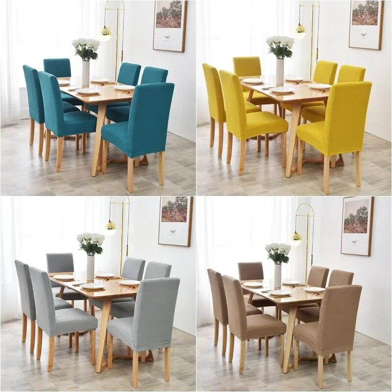 1pc Elastic Dining Chair Covers Polar Fleece Stretch Office Seat Protector Case for Wedding Hotel Banquet Wedding Party Decor