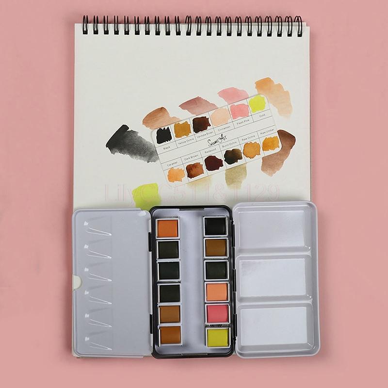 Half Pan Watercolor Tray Paint Tin Box Empty Palette Painting Storage Paint Tray
