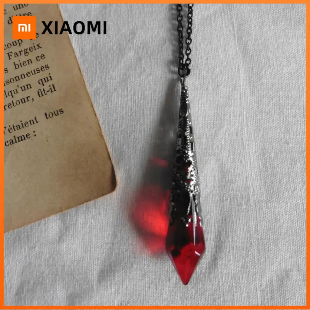 Xiaomi Gotik Vampir Kan Kırmızısı Kristal Kolye Kadın Erkek Pagan Cadı Takı Şeytan Vampir Siyah Zincir Sevgililer Kristal Kolye Uçlu Choker