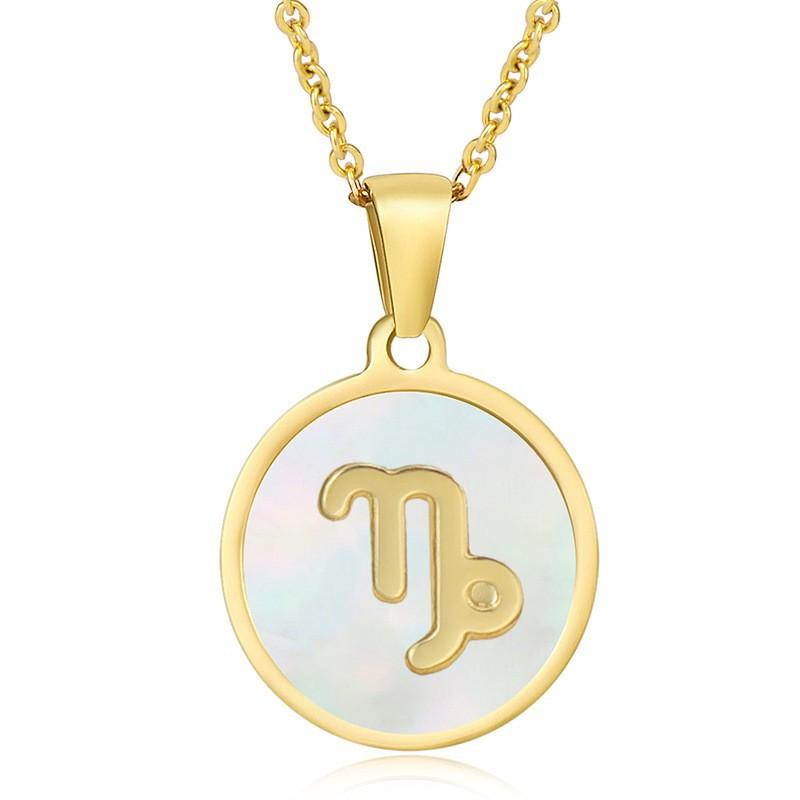 2026 Fashion Twelve Constellation Necklace Women's Simple Round Gold Constellation Necklace Pendant