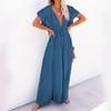 Solid Color Beach Cover-Up Long Dress with Sun Protection