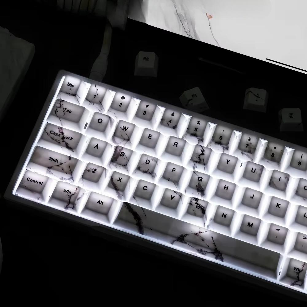 130 Keys Marble Theme Keycaps Cherry PBT 3.0 Autumn View Personalized Keycaps for Mx Switch Mechanical Keyboards