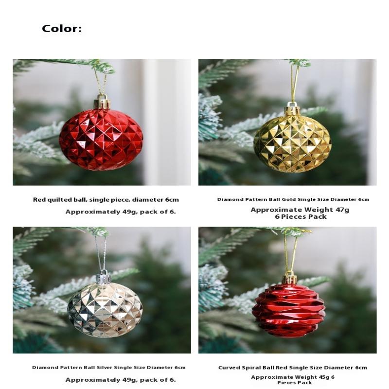 6Pcs/Set Christmas Ball Champagne Pumpkin Ball Xmas Decorative Hanging Ornaments Party Christmas Spheres Pendant