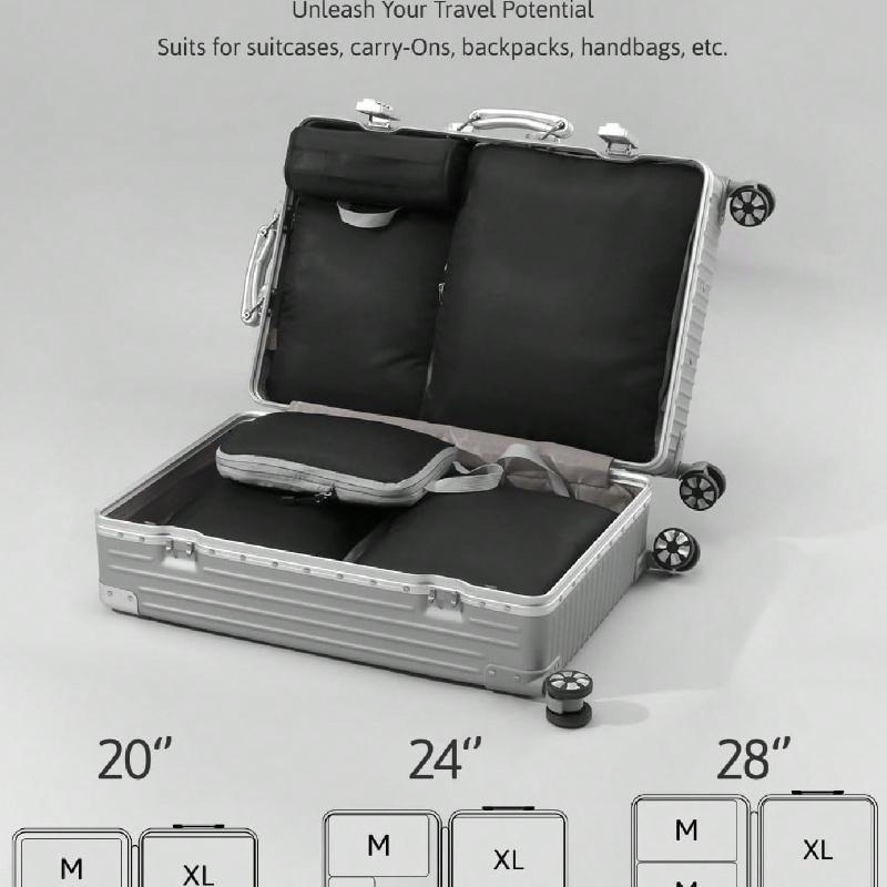 6pcs Compression Packing Cubes for Suitcases, Light Traag, Expandable Paravel Organizer for Clothes Luggage Storageuise Holiday Beach
