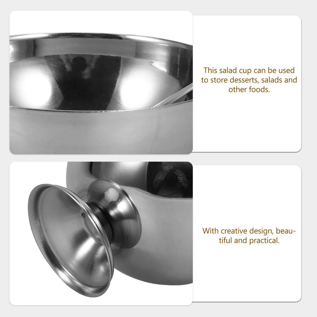 Stainless Steel Dessert Cup Snack Bowl Kitchen Supply Container Salad Fruit Storage Displaying