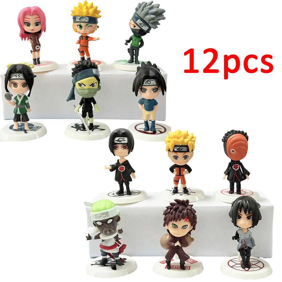 6-12pcs/set Anime Figure Naruto Shippuden Hinata Sasuke Itachi Kakashi Gaara Action Figure Q Version PVC Figures Toys Gift