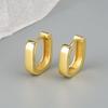 Minimalist Gold Rectangular Metal Hoop Earrings For Women Unique Niche Design Elegant K Gold Ear Studs Jewelry