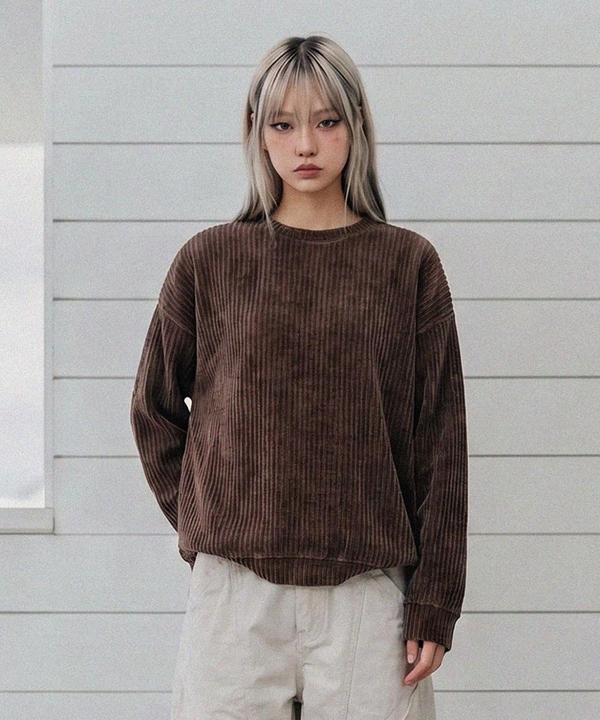 LXT Soft Velour Corduroy Sweatshirt [Brown]