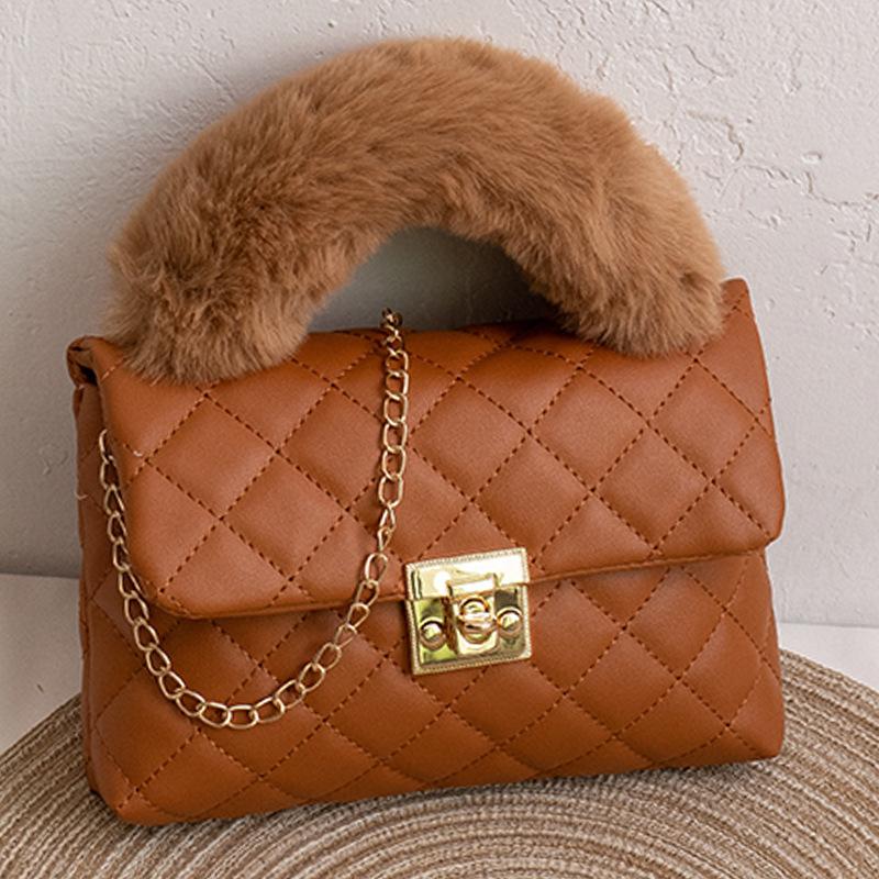 Small Bag Women's Rhombus Small Square Bag New Women's Niche Hand Carry Shoulder Messenger Bag
