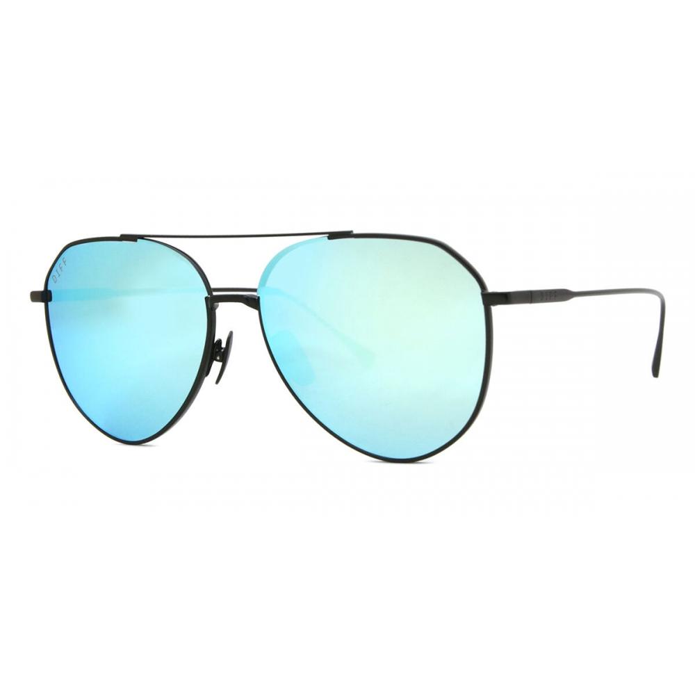 Diff Dash Polarized Matte Black+blue Mirror Polarized Lens Unisex Sunglasses
