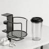 2-in-1 Table Cup Holder Tabletop Drinks Organizer With Headphone Hanger Adjustable Clip On Cup Bottle Placement Rack
