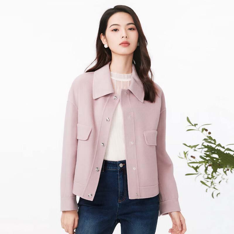 JESSIE Women's Peter Pan Collar Blended Woolen Cropped Coat