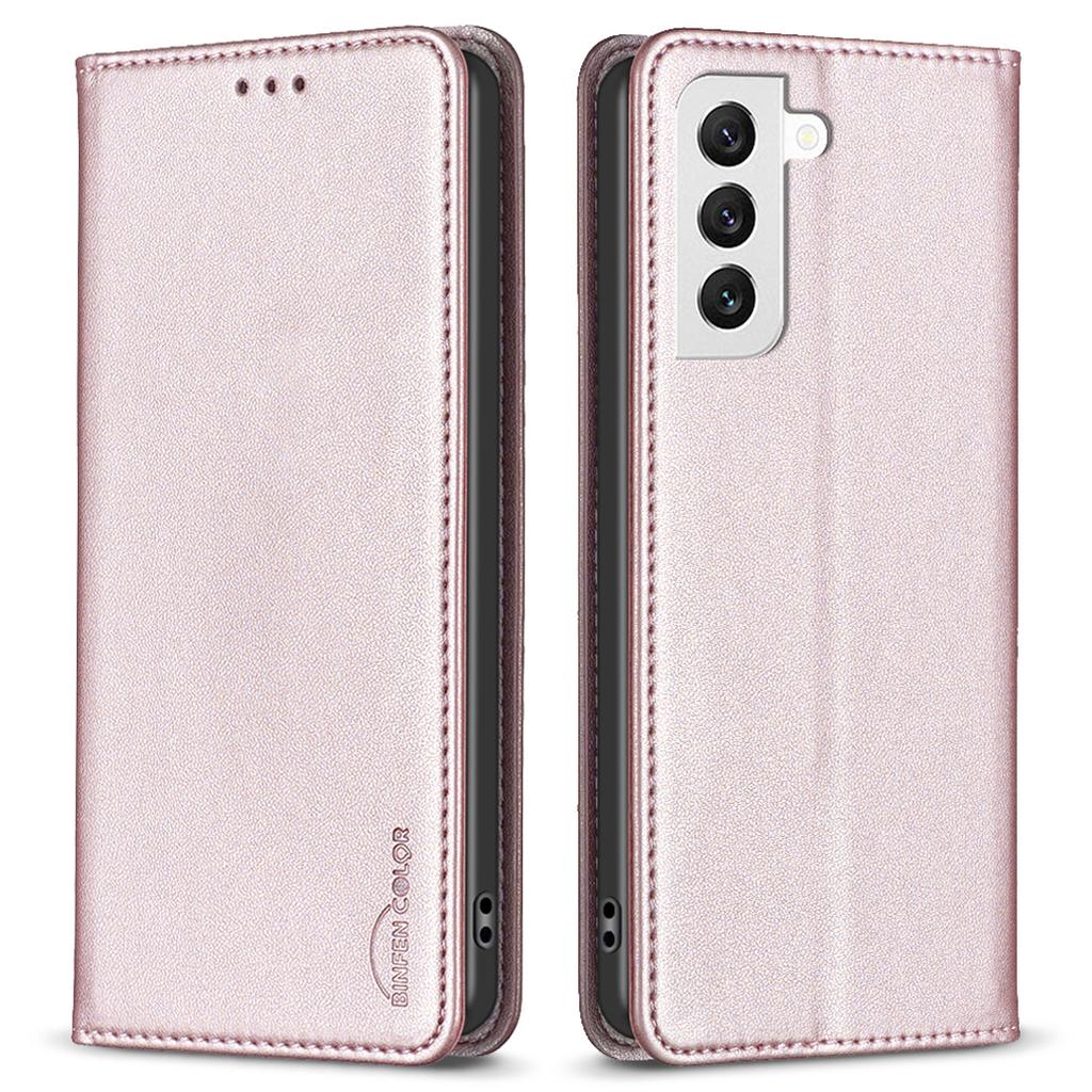BINFEN COLOR BF18 Phone Case for Samsung Galaxy S21 FE 5G Card Holder PU Leather Stand Cover