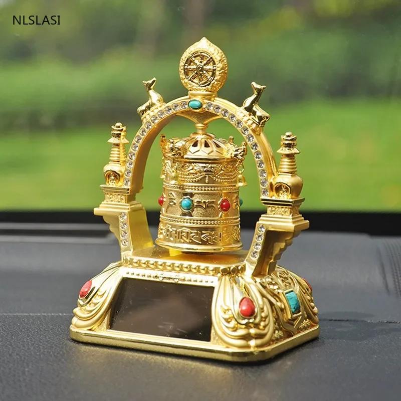 Creativitate Aliaj de zinc Decor interior auto Roată de rugăciune Binecuvântare pace Bani noroc Avere Casă Birou Desktop Meșteșuguri Ornamente