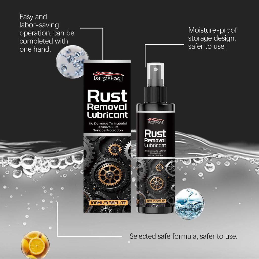 RAYHONG Rust Removal Spray Car Metal Parts Cleaning and Care Spray To Remove Rust and Brighten the Surface Daily Maintenance Supplies 100ml