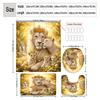 4Pcs Featuring Regal Lions for Your Shower Curtain Set with Non-Slip Bath Mat, Toilet Lid Cover, Contour Rug & 12 Hooks, Bathroom Decor